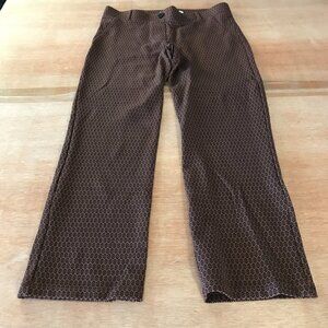 Betabrand Yoga Dress Pants Women M Brown Geometric Pocket Stretch Athleisure